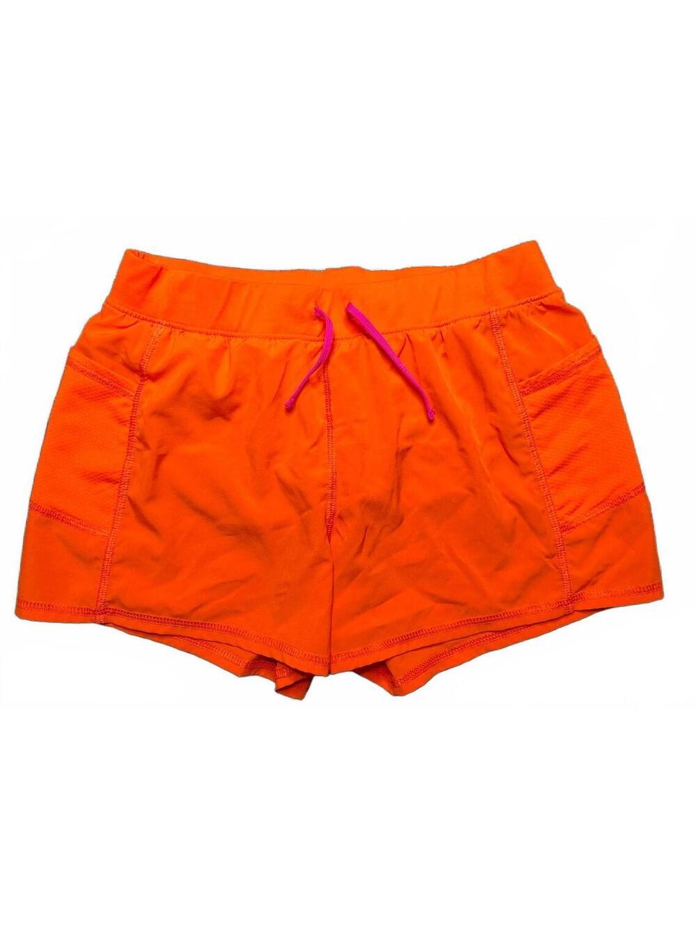 Tek Gear Orange Athletic Shorts with Pink Drawstring Girls XL (14/16)